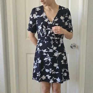 Chelsea28 navy blue dress with white floral print in size S.